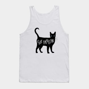 Cat Person in Black Cat Silhouette Blue Eyes Tank Top